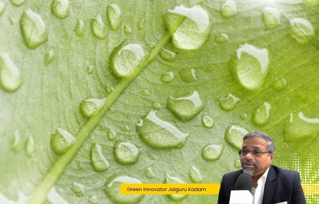 A close-up comparison of droplets on a leaf surface illustrating differences in droplet shape and spreading, with the comparison accurately reflecting the actual experimental conditions if presented as research.