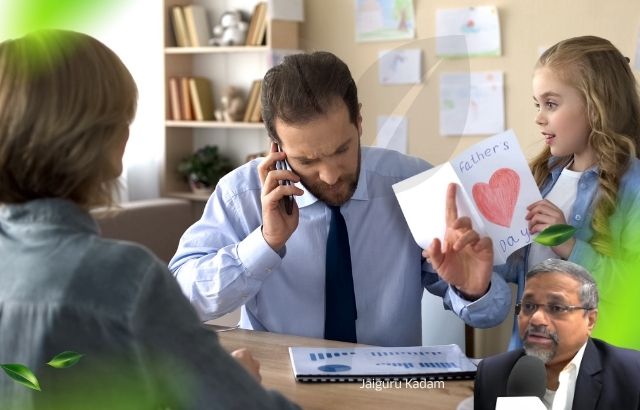 Person working while ignoring a phone with notifications popping up