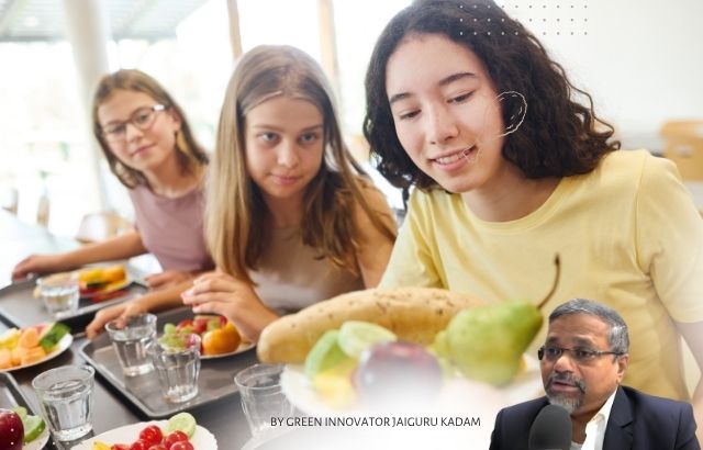 School children learning healthy eating habits and reducing food waste Image 2: Sustainable Food System